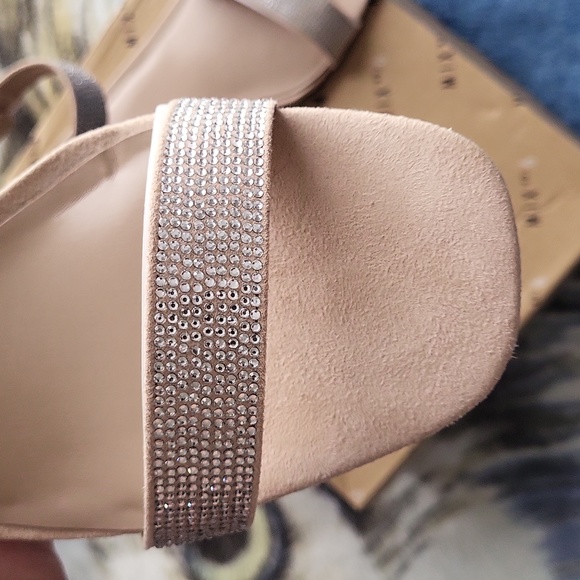 Mix No. 6 Nude Microsuede Wedge Bling Sandals 10M New in Box - Picture 6 of 11